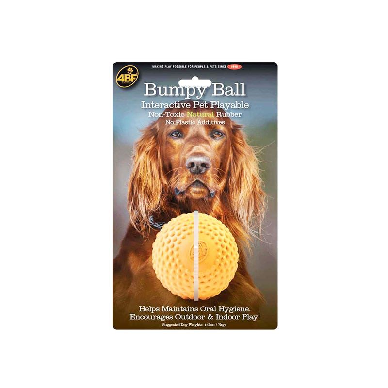 4BF Natural Rubber Bumpy Ball Dog Toy, Medium