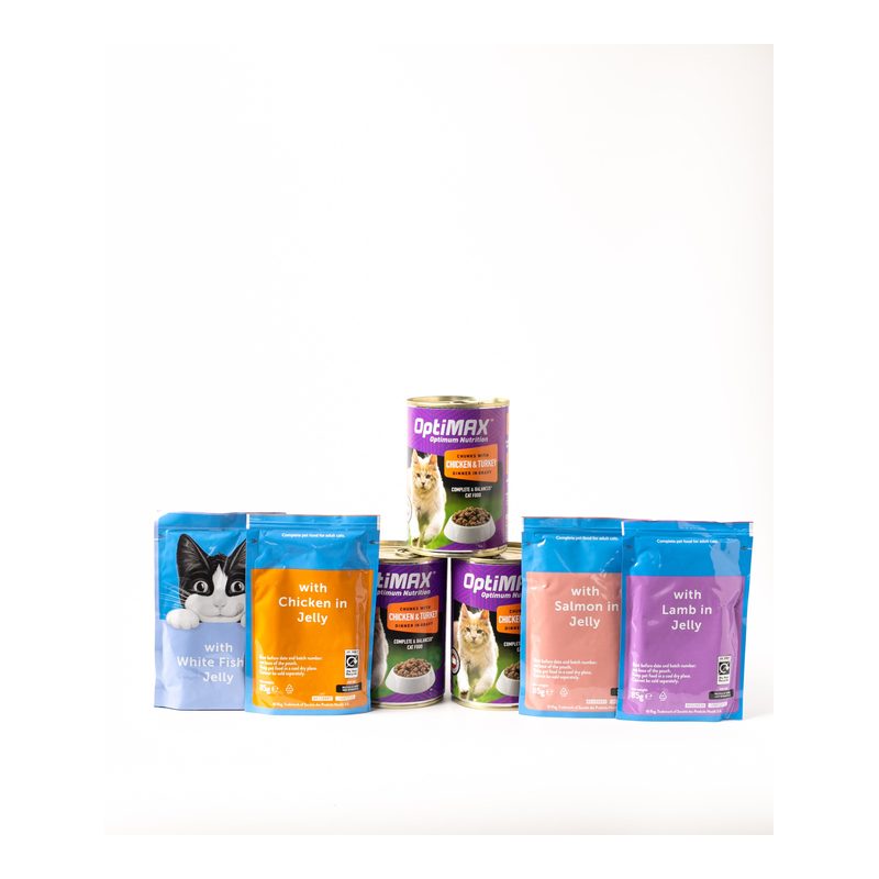 Adult Cat Wet Food Combo Felix Pouches and Optimax Cans