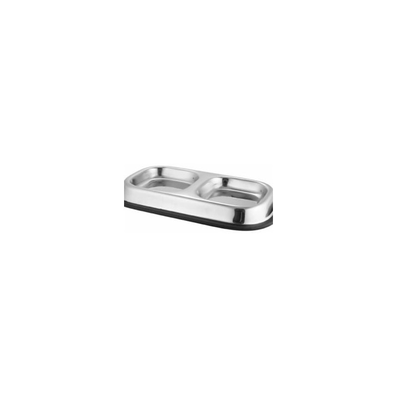aGLOW Single Piece Twin Double Stainless Steel Pet Dinner