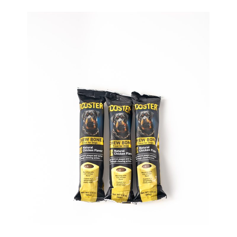 Booster Chew Bone Dog Treat Chicken Flavor Pack of 3