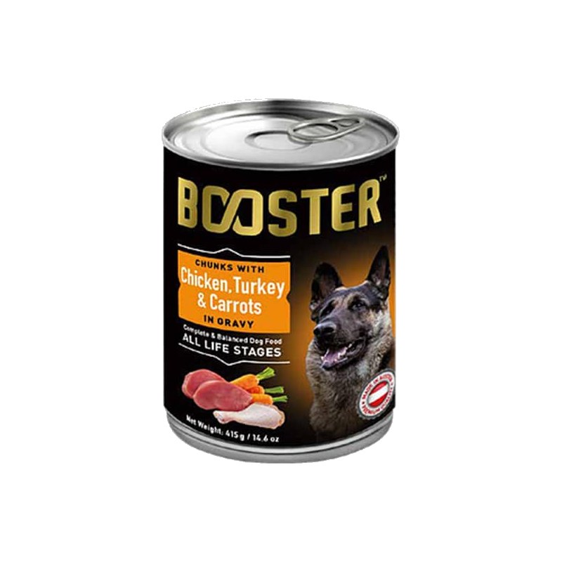 Booster Chunks With Chicken, Turkey and Carrots In Gravy