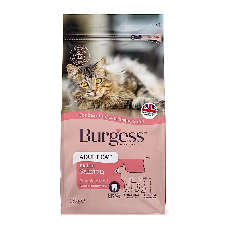 Burgess Adult Cat Dry Food 1.5kg (Scottish Salmon)