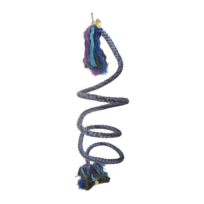 Caged Parrot Chewing Rope Toy
