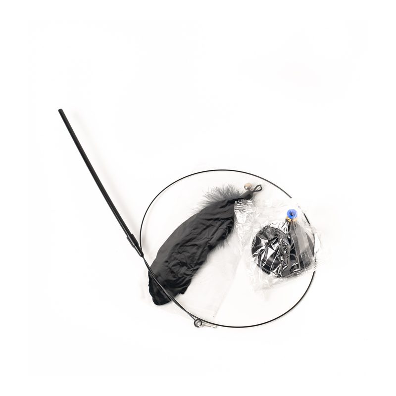 Cat Teaser Wand with Ring & Feather Attachment Set
