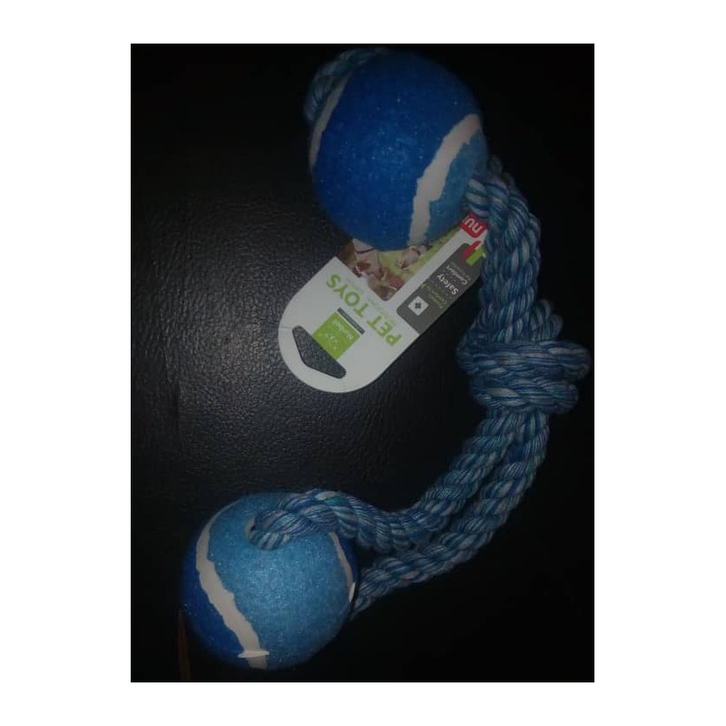 Double Tennis Ball Rope Toy for Dogs