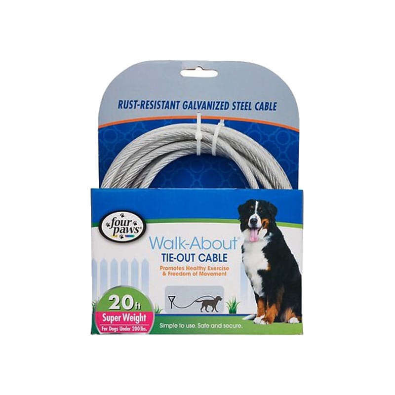 Four Paws Heavy Duty Dog Cable 20-Foot Large Dog Tie Out Cable