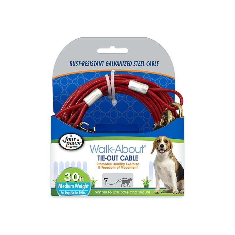 Four Paws Medium Weight Tie Out Cable, Red, 30-Feet
