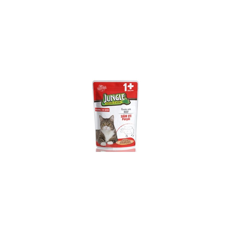 Jungle +1 pouch Beef in gravy 100g (single piece)