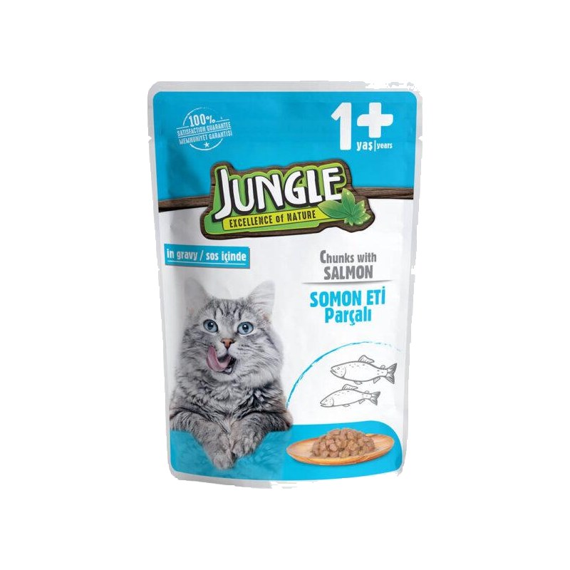 Jungle +1 pouch Salmon in gravy 100g (single piece)
