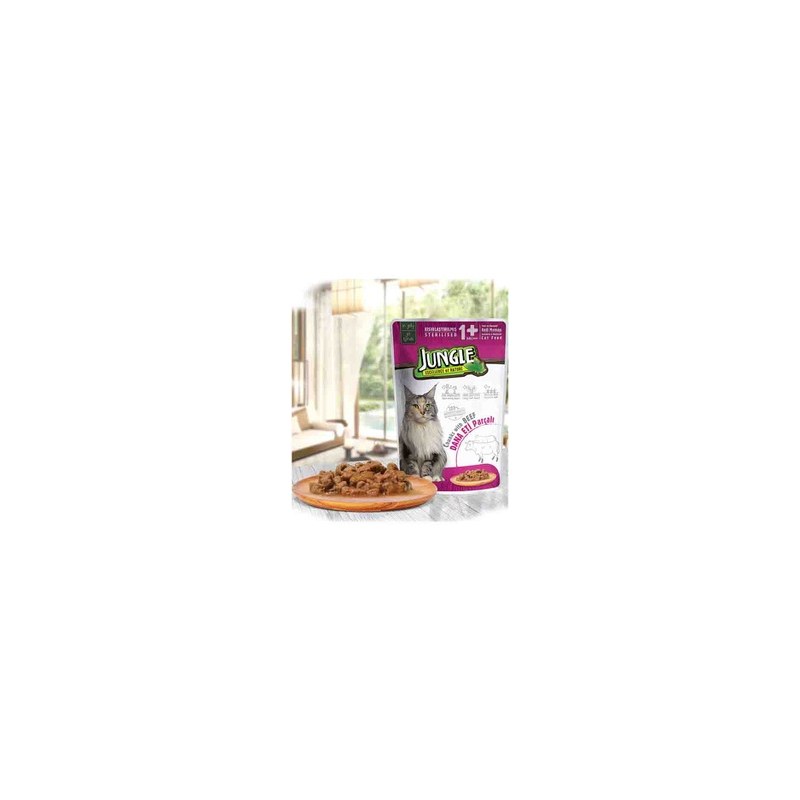 Jungle +1 wet pouch Adult Beef in Gravy