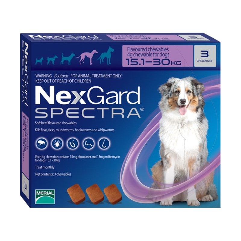 NexGard Spectra 15 to 30kg 3 in 1 Tick and Flea tablet
