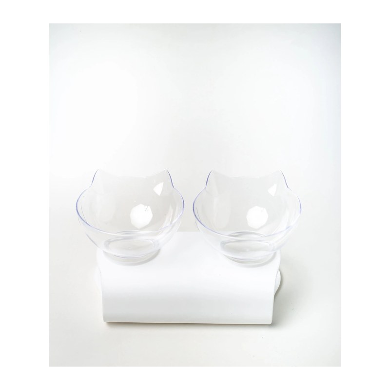 Non-Slip Oblique Double Cat Bowl with Stand