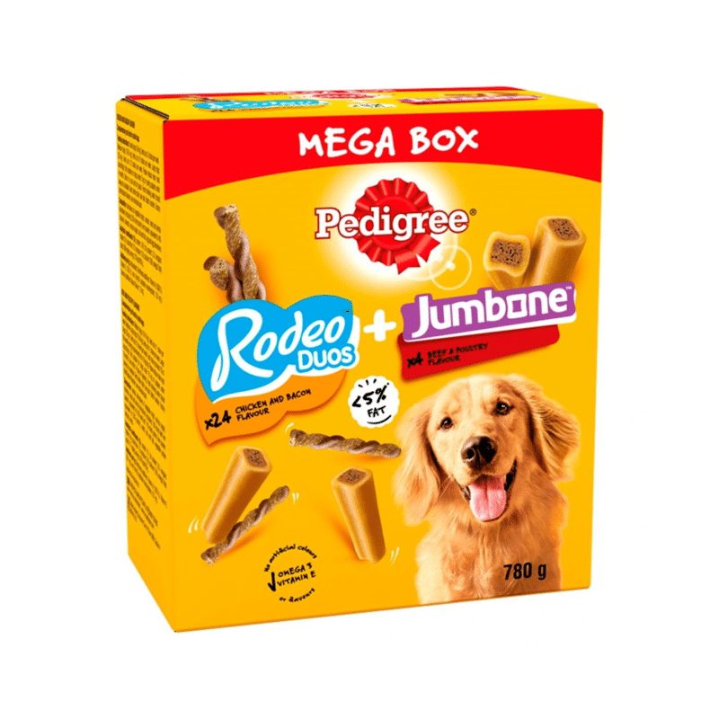 Pedigree Rodeo Duos & Jumbone Medium Dog Treats Mega Box 28 Chews