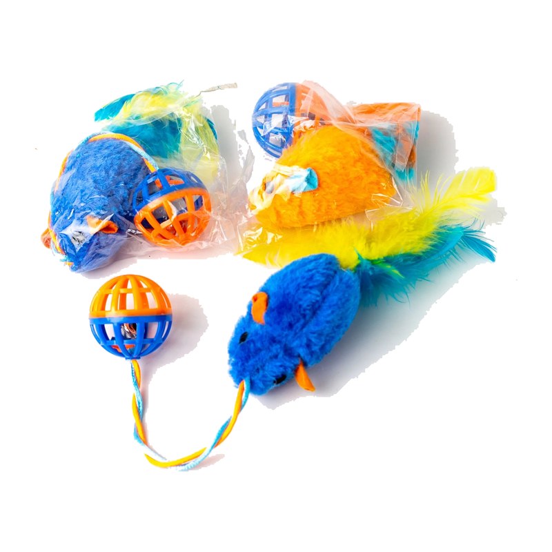 Plush Feather Mouse with Bell