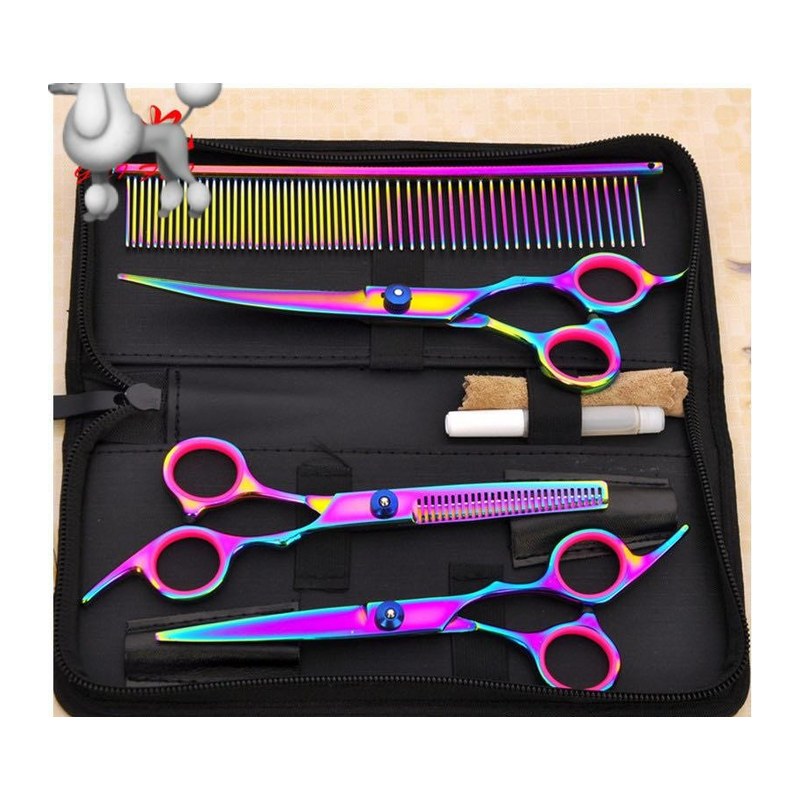Professional Pet Grooming Scissors Set,Straight & Thinning & Curved Scissors 4pcs Set for Dog Grooming
