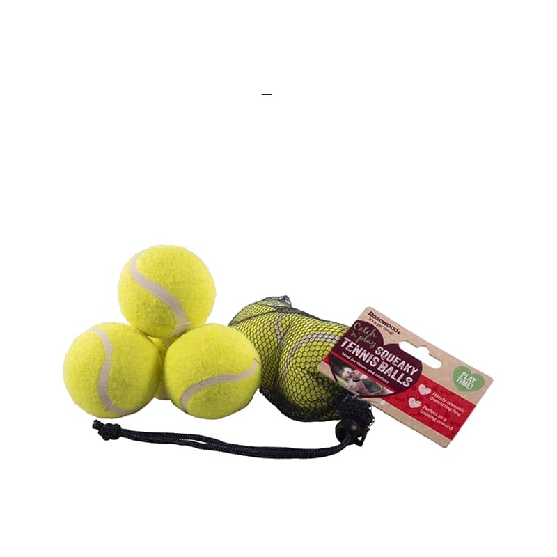 Rosewood Catch ‘n’ Play Squeaky Tennis Balls 3pc