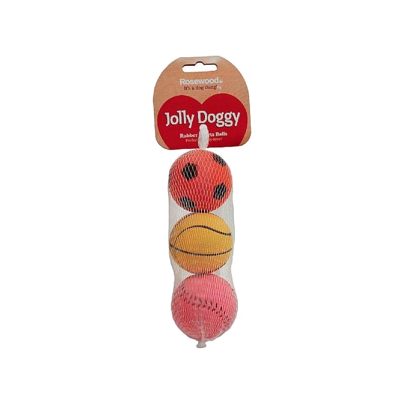 Rosewood Jolly Doggy Rubber Sports Balls Dog Toys