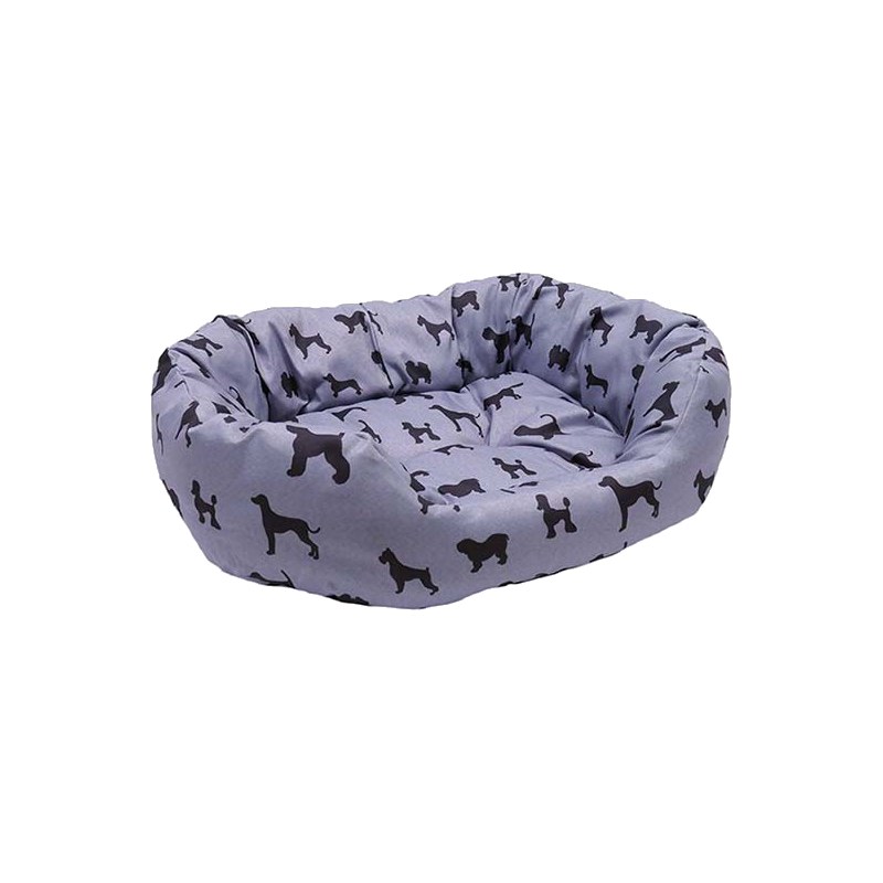 Rosewood Padded Dogs Print Grey Bed