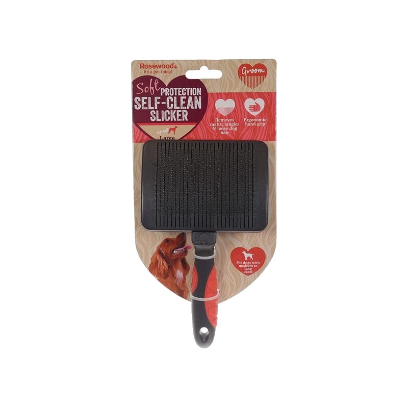 Rosewood Soft Protection Grooming Self Clean Brush Large