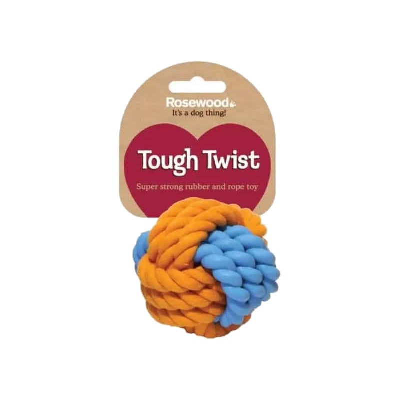 Rosewood Tough Twist Rubber & Rope Ball Dog Toy