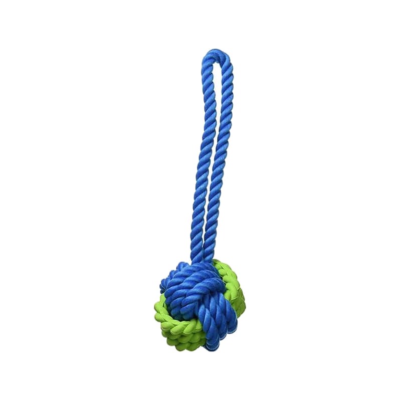 Rosewood Tough Twist Rubber & Rope Ball Dog Tug Toy