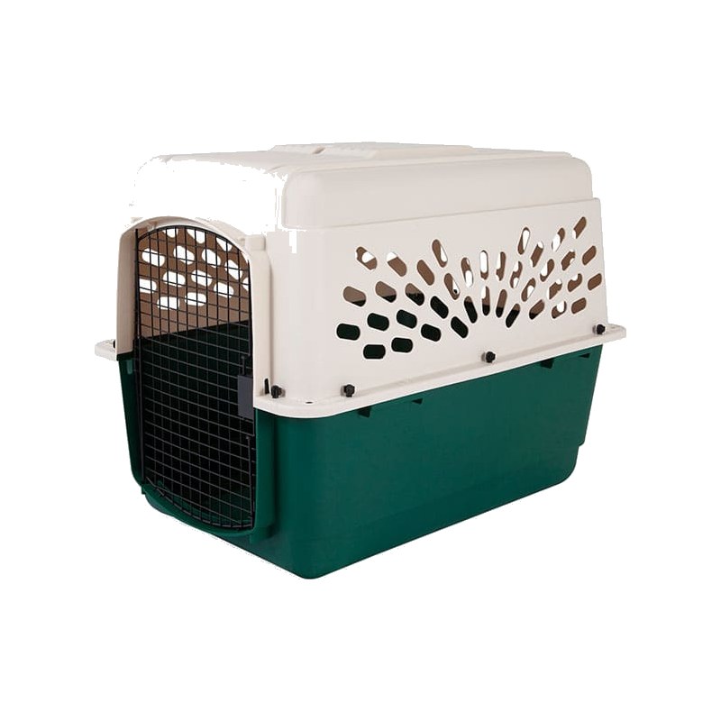Ruffmaxx Plastic Dog Kennel, Tan/Green, 70-90lbs