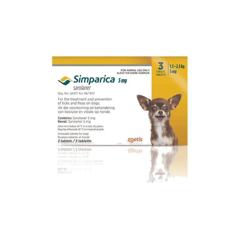 Simparica 5mg Chewable Tablets For Dogs >1.3-2.5kg