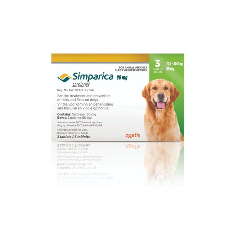Simparica 80mg Chewable Tablets For Dogs >20-40kg (44-88 lbs)