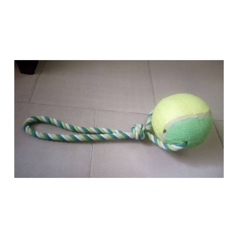 Single Tennis Ball Rope Toy for Dogs – Large