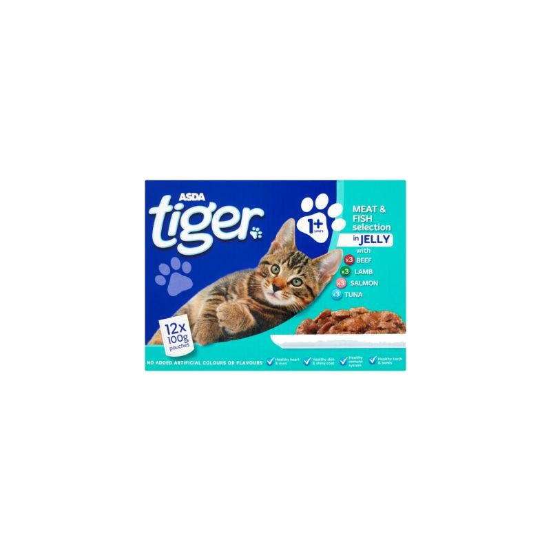 Tiger +1 Cat Wet pouch (Meaty and Fish Selection) 12 pack