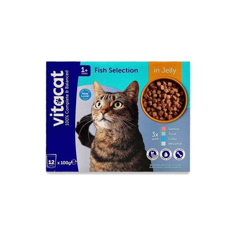 Vitacat +1 Fish Selection in Jelly (12×100g)