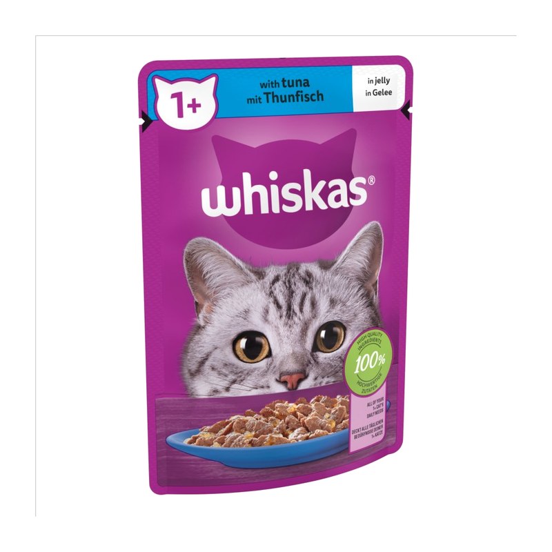 Whiskas 1+ Adult Wet Cat Food Pouches in Jelly with Tuna 85g
